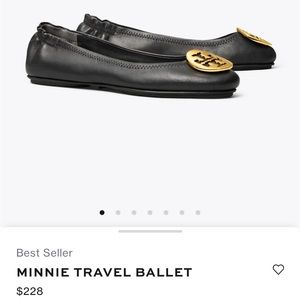 Tory Burch Black and Gold Ballet Flats